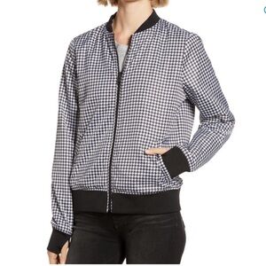 LIKE NEW Blanc Noir Houndstooth Bomber Jacket  Reversible Black + White - Size M